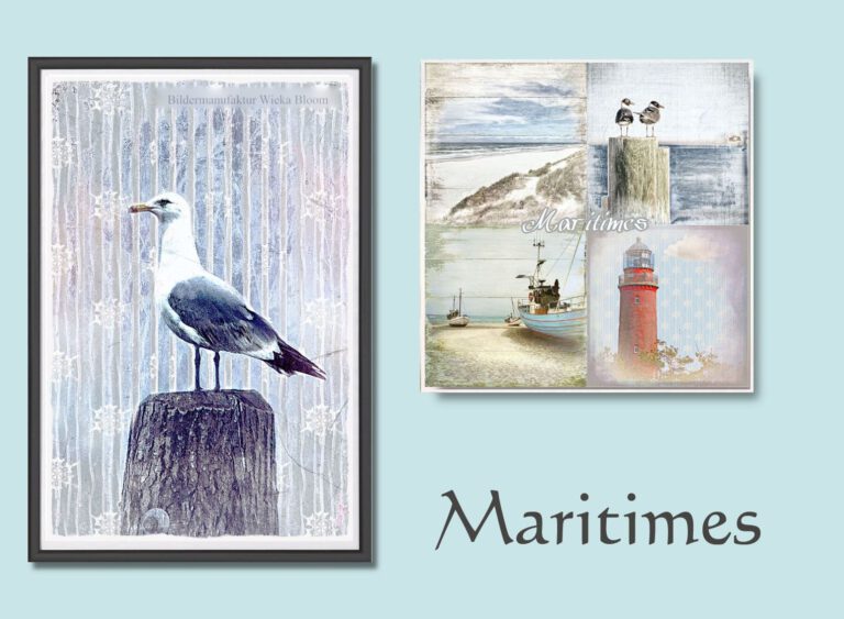 maritime wandbilder vintage style shabby chic, meer, möwen, bildermanufaktur wieka bloom, antsbywiekabloom, vintageart