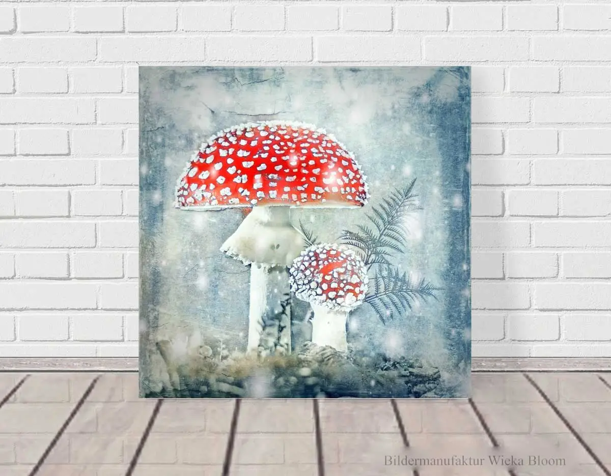 Fliegenpilze, Wandbild im Shabby Chic