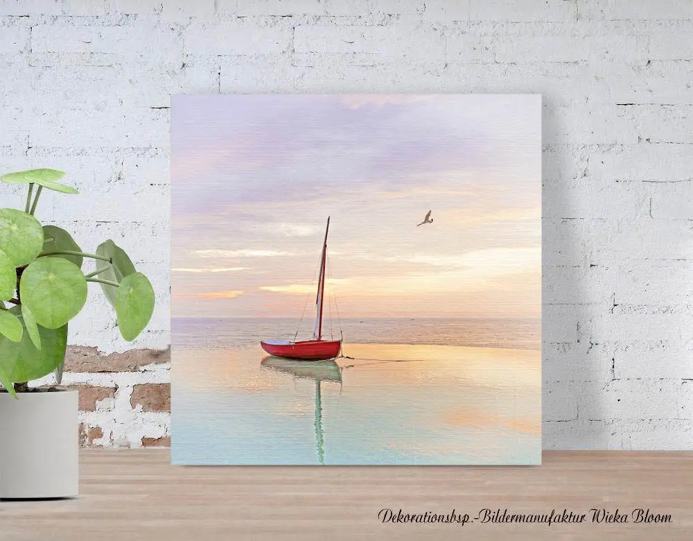 Abendstille, Segelboot, maritimes Wandbild